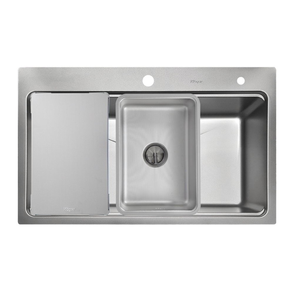 Chậu rửa bát Posco 304 Linen dập nổi màu đen KLUGER KWU8161FB-S70 (700x445x220mm) - Image 4