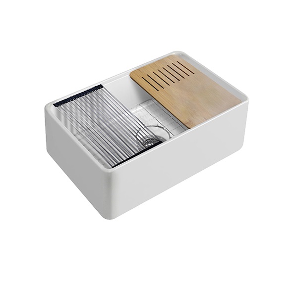 Chậu rửa bát sứ FFC kháng khuẩn 2 hộc Basic BS-K3320D (835x508x254 mm ) - Image 3