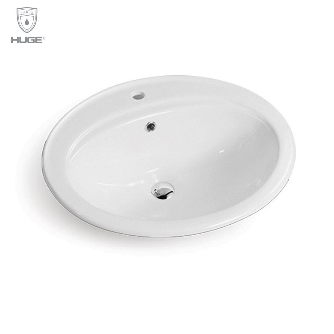 Chậu rửa lavabo bán âm bàn Huge H-LB1605 (605x415x185mm) - Image 4
