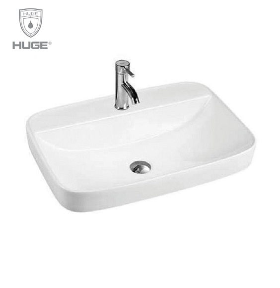 Chậu rửa lavabo bán âm bàn Huge H-LB2595 (595x400x170mm)