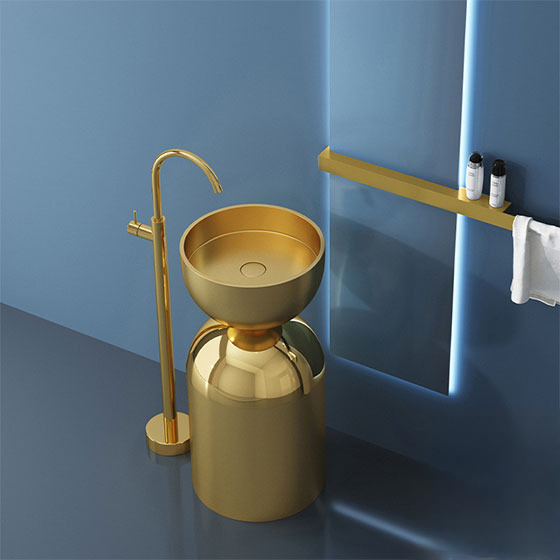 Chậu rửa lavabo chân đứng hình tròn màu đen Inox 304 Miken MKC-8702B (Đặt hàng trước 7-15 ngày) - Image 4