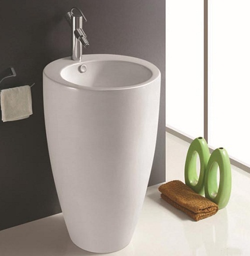Chậu rửa lavabo chân đứng nghệ thuật đá nhân tạo Miken KKR-1597W - Image 3
