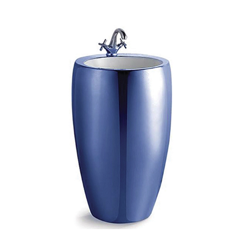 Chậu rửa lavabo chân đứng nghệ thuật màu xanh C3966L (Đặt hàng 10-20 ngày)