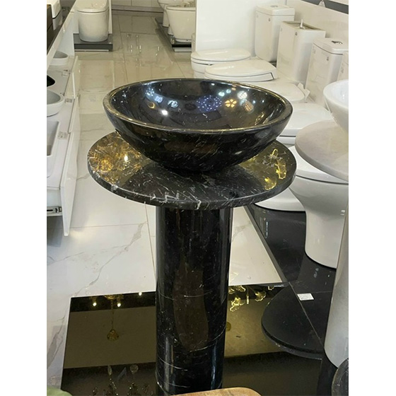 Chậu rửa lavabo đá tự nhiên nghệ thuật chân đứng Miken MKC-2864V