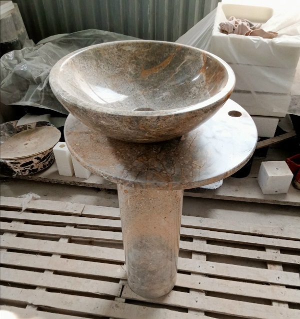 Chậu rửa lavabo đá tự nhiên nghệ thuật chân đứng Miken MKC-2877V - Image 5