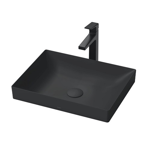 Chậu rửa lavabo đặt bàn TOTO Linear Ceram LT4715G17#MBL đen mờ (bộ thoát thải VM5D417V)