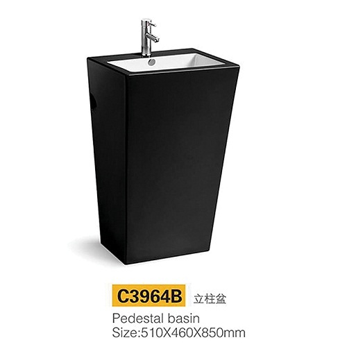 Chậu rửa lavabo màu đen chân đứng nghệ thuật đá nhân tạo Miken KKR-1597 - Image 5