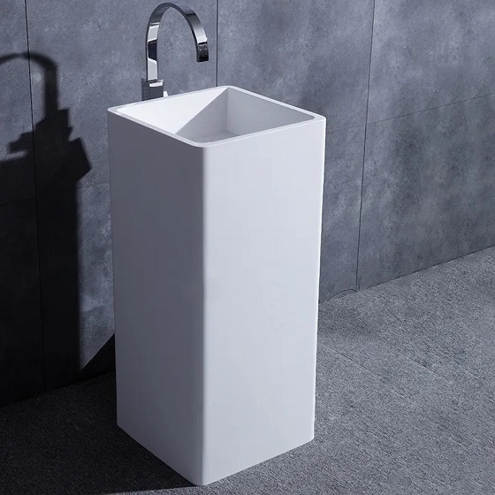Chậu rửa lavabo nghệ thuật chân đứng Huge H-LS001 (500x500x840mm) - Image 3