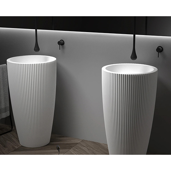 Chậu rửa lavabo nghệ thuật đá nhân tạo chân đứng Miken MKC-884W