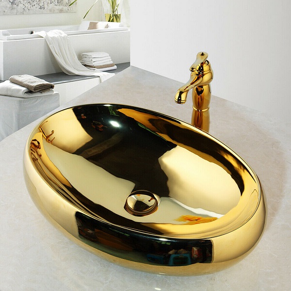 Chậu rửa lavabo nghệ thuật mạ vàng 158 - Image 4