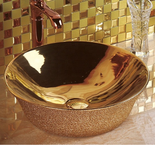 Chậu rửa lavabo nghệ thuật mạ vàng 7812 - Image 5