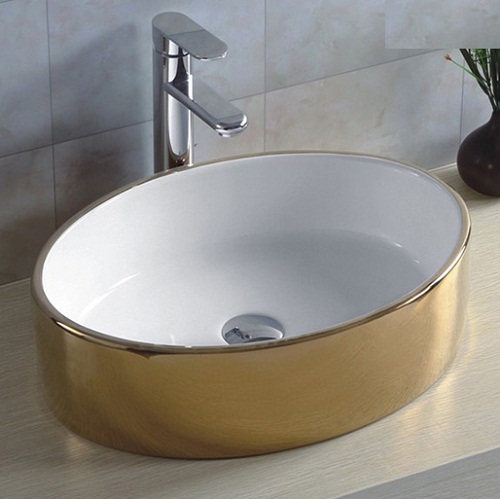 Chậu rửa lavabo nghệ thuật mạ vàng 8004 - Image 4