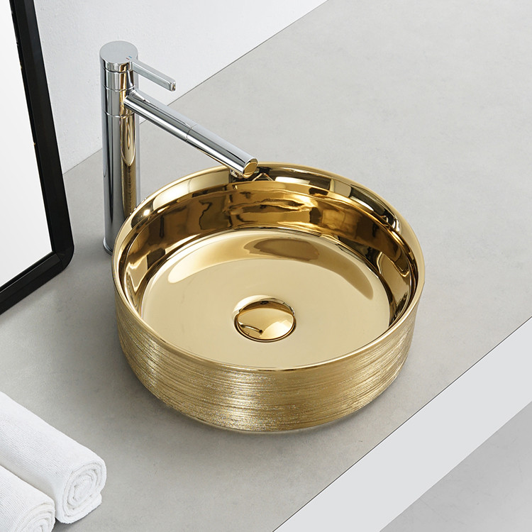 Chậu rửa lavabo nghệ thuật mạ vàng G324 - Image 6