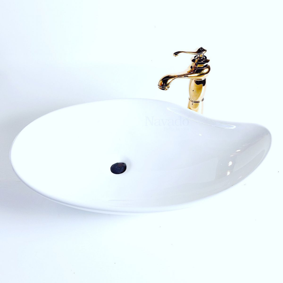 Chậu rửa lavabo nghệ thuật mạ vàng hồng Miken MKC-2572RG - Image 3