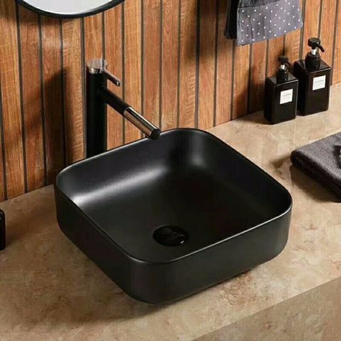 Chậu rửa lavabo nghệ thuật màu đen Miken MKC-390C - Image 5