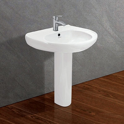 Chậu rửa lavabo treo tường và chân Viglacera HL4-600 (668x586mm) - Image 4