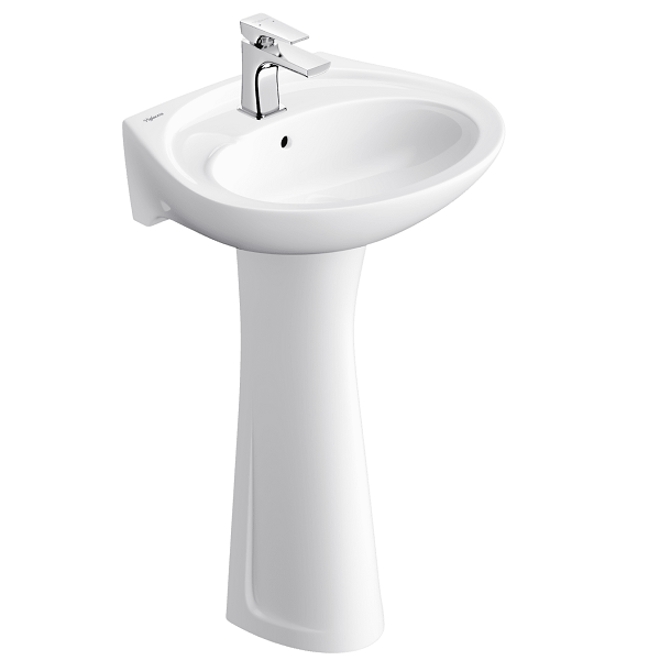 Chậu rửa lavabo treo tường và chân Viglacera VI1T (510x470mm) - Image 5