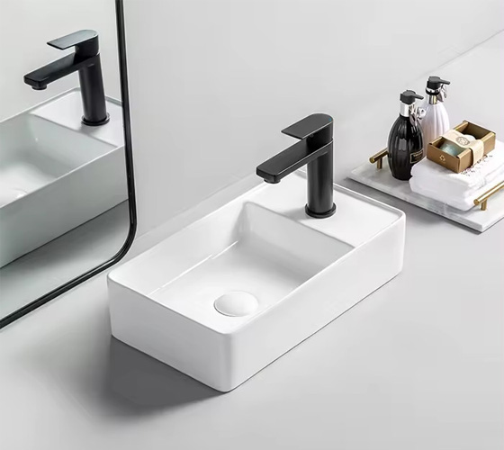Chậu rửa lavabo vân đá lòng trắng hình chữ nhật Miken MKC-6011-D - Image 4