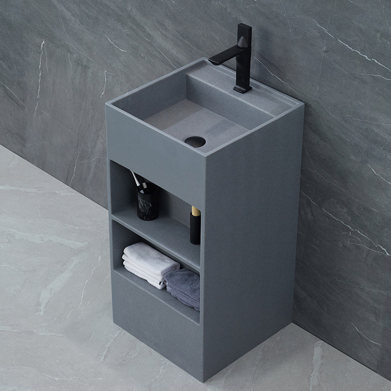 Chậu rửa mặt đá nhân tạo nghệ thuật chân đứng màu hồng Miken MKC-S8905P - Image 4