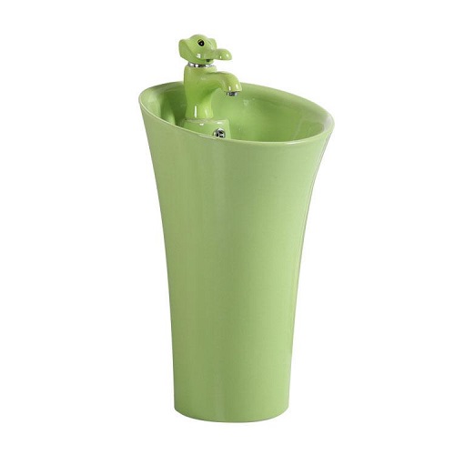 Chậu rửa mặt dành cho trẻ em chân đứng nghệ thuật màu xanh MKC-5110G (Giá chưa vòi - 5 màu sắc) - Image 3