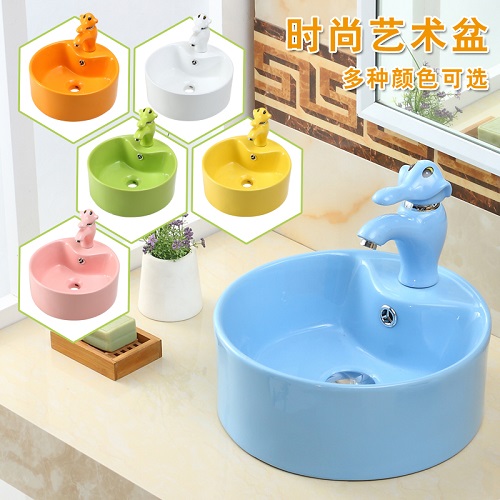 Chậu rửa mặt dành cho trẻ em chân đứng nghệ thuật MKC-5110W (Giá chưa vòi - 5 màu sắc) - Image 4