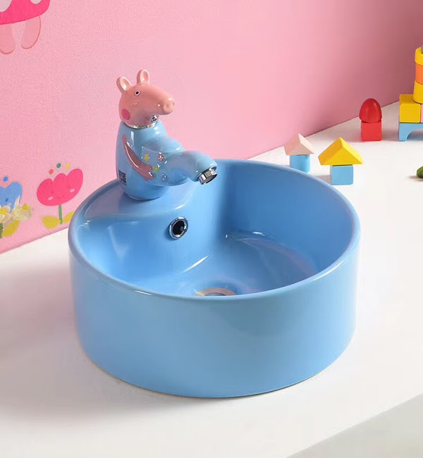 Chậu rửa mặt dành cho trẻ em màu vàng cam MKV-093 (Giá chưa vòi - 5 màu sắc) - Image 6