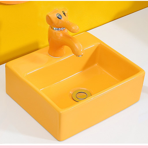 Chậu rửa mặt dành cho trẻ em treo tường chân đứng mầu hồng MKCTE-528P (Đặt hàng 10-20 ngày) - Image 3