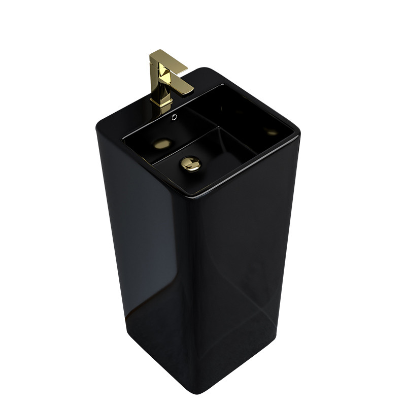 Chậu rửa mặt nghệ thuật chân đứng màu đen Miken MKC-2084B - Image 5