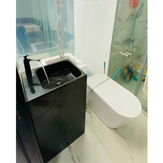 Chậu rửa mặt nghệ thuật đá nhân tạo chân đứng màu trắng Miken MKC-S8605W - Image 5