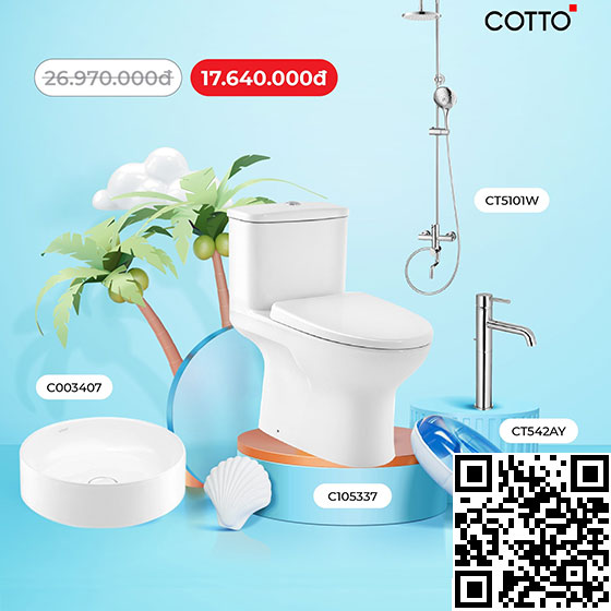 Combo Thiết bị vệ sinh 4 bộ Cotto C110507-C003427-CT2202AY-CT5101W - Image 4