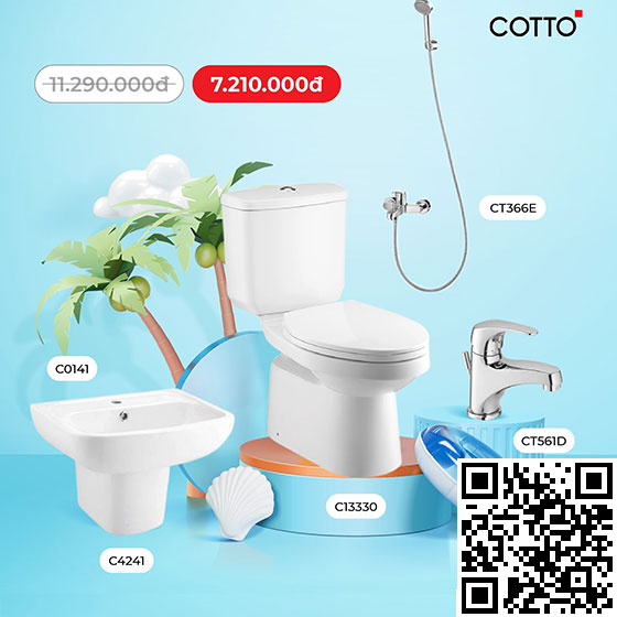 Combo Thiết bị vệ sinh 5 bộ Cotto C11000OS-C0007-CT2174AE-CT3001AE-ZH01(HM) - Image 3