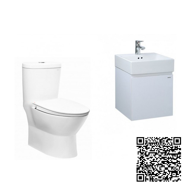 Combo Thiết bị vệ sinh Caesar A5 CT1325-L2152-ST804V Bồn Cầu 2 Khối Lavabo Treo Tường Móc GIấy - Image 3