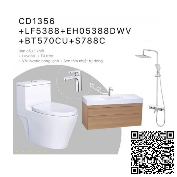 Combo Thiết bị vệ sinh Caesar C3 CT1338-L2152-P2443 Bồn Cầu 2 Khối Và Lavabo Treo Tường - Image 4