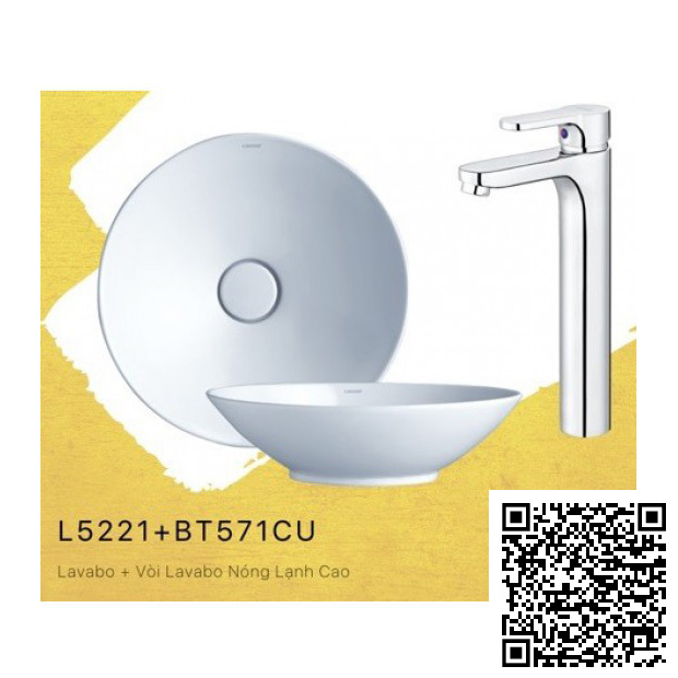 Combo Thiết bị vệ sinh Caesar Lavabo Và Vòi Nóng Lạnh L5221-BT571CU