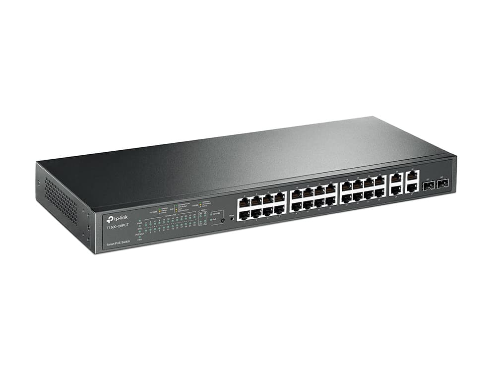 Cổng nối mạng Switch TP-Link TL-SL2428P (T1500-28PCT) JetStream 24-Port 10/100Mbps + 4-Port Gigabit Smart Switch with 24-Port PoE+ - Image 3