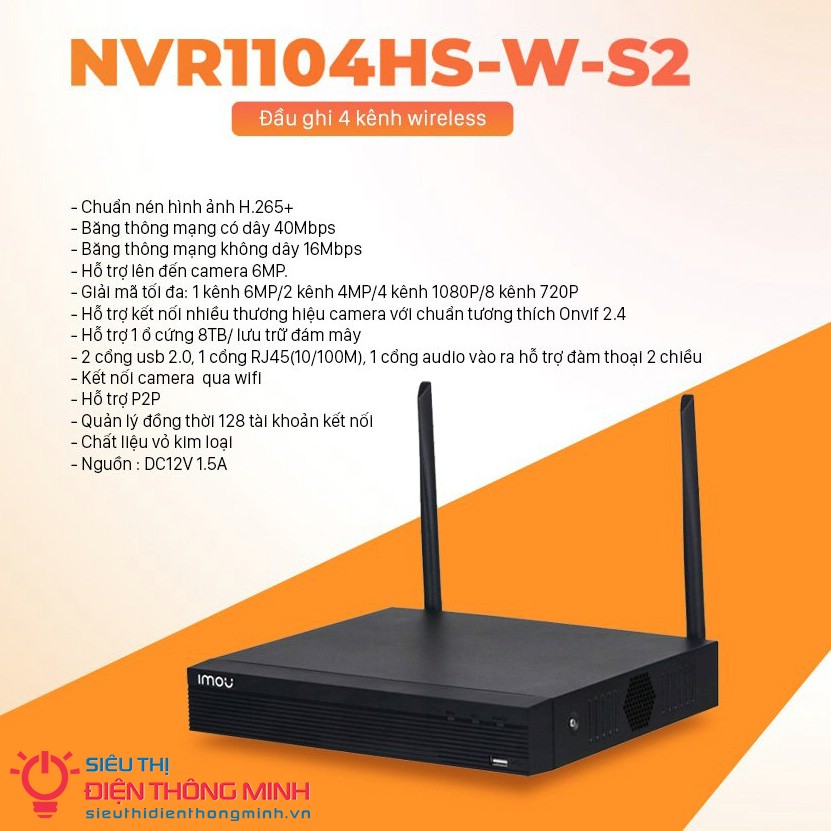 Đầu ghi hình IMOU NVR1104HS-W (Wifi 4 kênh) - 2