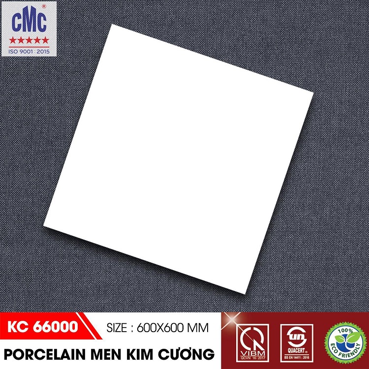 Gạch lát nền caro đen trắng siêu bóng 60x60 CMC KC 66010 - Image 3