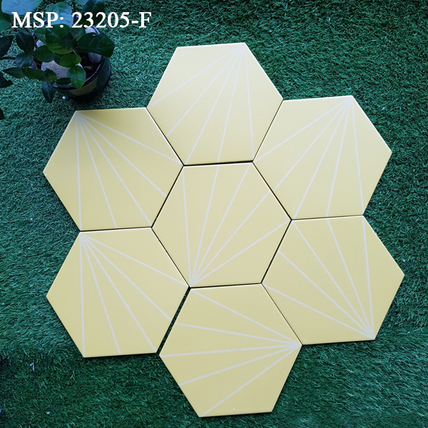 Gạch men lục giác màu vàng trơn 23002Y - Image 3