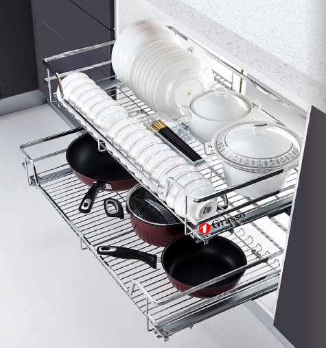Giá bát đĩa cố định 2 tầng Grasso GCD700LUX (665x240x119mm) - Image 5