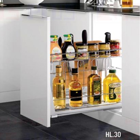 Giá dao thớt nan dẹt inox mờ - ray giảm chấn Eurokit HL.30