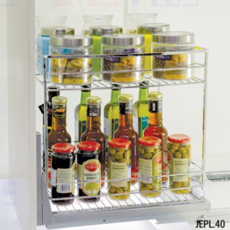 Giá đựng gia vị nan dẹt inox bóng - ray giảm chấn Eurokit JEPL.40