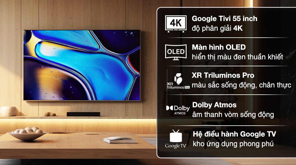 Google Tivi OLED Sony AI 4K 55 inch K-55XR80