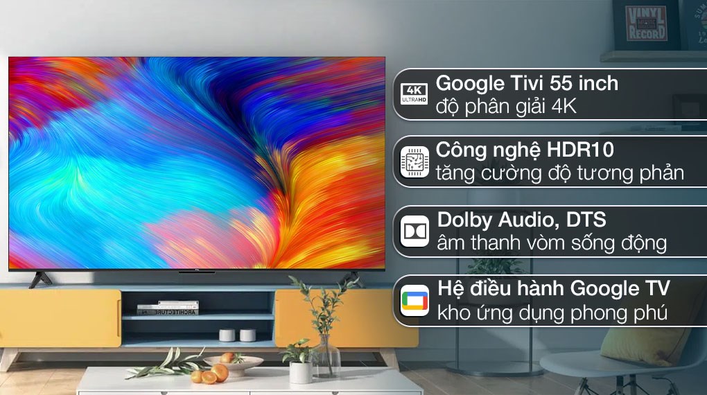 Google Tivi TCL AI 4K 55 inch 55P635