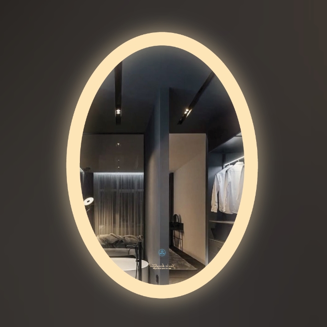 Gương nhà tắm đèn Led cảm ứng hình elip GLS M21E34 (500x700mm) - Ánh sáng ngoài