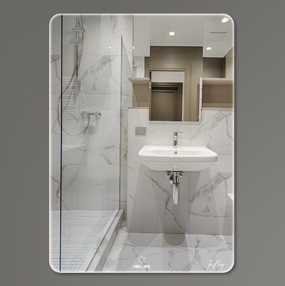 Gương nhà tắm hình vòm mài bóng cạnh GLS S00A10 (450x600mm) - Image 5
