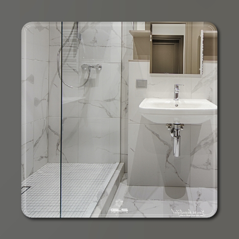 Gương nhà tắm hình vuông hoa văn viền GLS S00S22 (600x600mm)