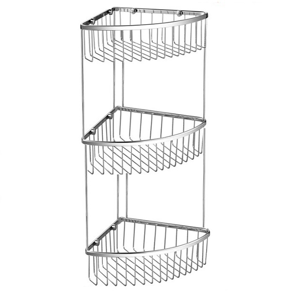Kệ góc để dầu gội 3 tầng Đồng mạ Crom bóng Miken MKK-5825 (58x25x25x6cm)