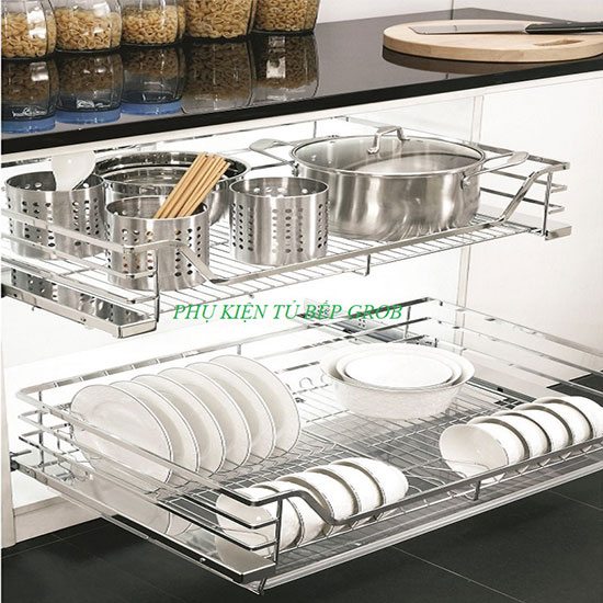 Kệ xoong nồi bát đĩa inox nan dẹt Grob GC-60 - Image 5