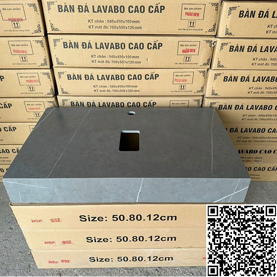 Mặt bàn đá chậu rửa lavabo màu đen HM-7050-2 - Image 4