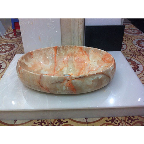 Mặt bàn đá chậu rửa lavabo màu trắng HM-7050-1 - Image 4